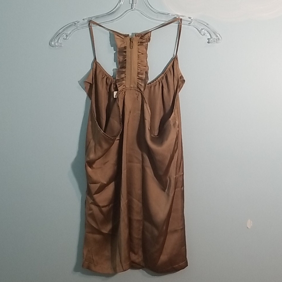 Costa blanca tan front ruffle satin tank w zipper - Picture 2 of 8